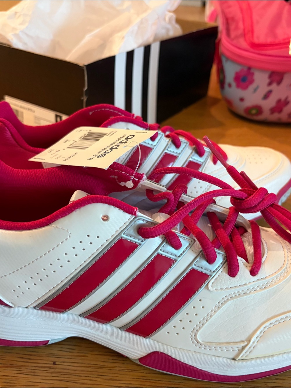 Adidas White & Hot Pink Athletic Court Sneakers